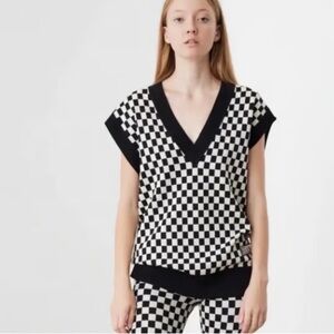 Baum und pferdgarten NWT Black and White Checkered V-Neck oversized vest size S